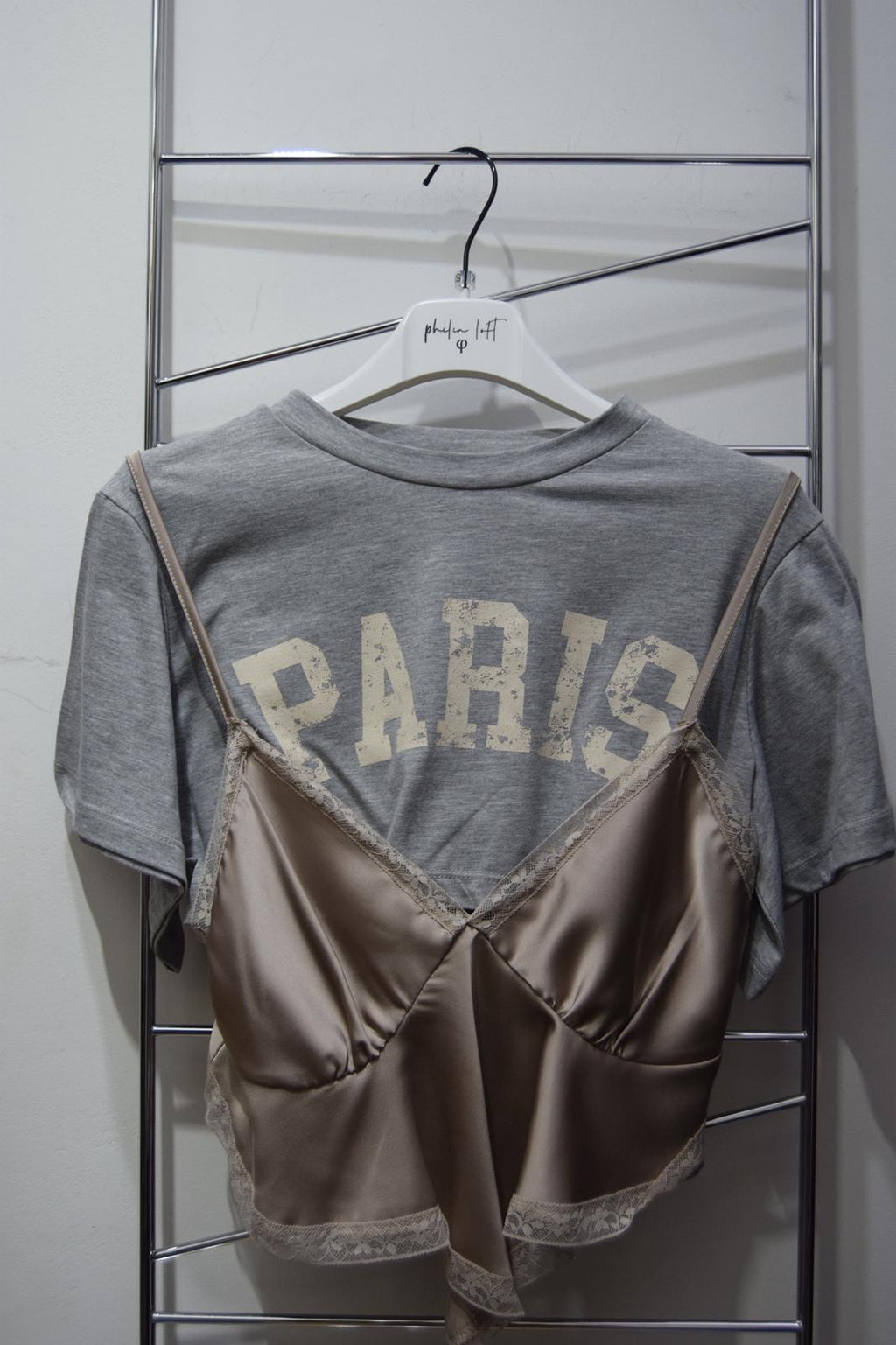 T shirt con top in raso philia loft
